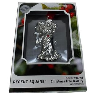 Regent Square Silver Plated Angel Ornament W/ Swarovski Crystal- New In Box